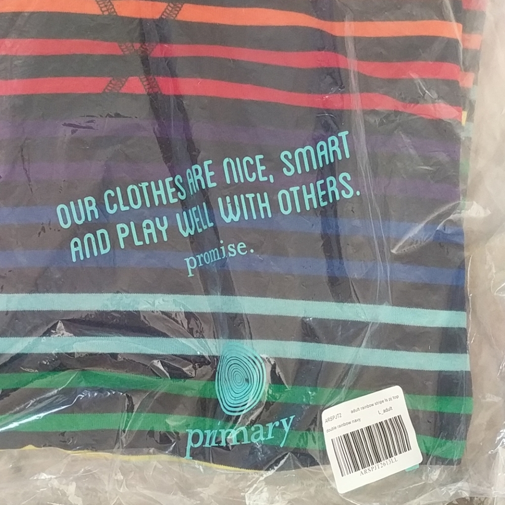 NWT Primary Grownup PJ Top Navy Double Rainbow - Picture 8 of 8